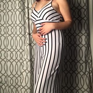 Black and white pin-stripped size small jumpsuit